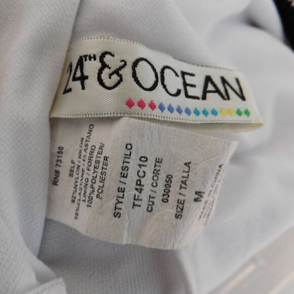 24 Ocean Womens Blouson One Piece Swimsuit Black White Slimming Tummy Control M - Picture 3 of 5